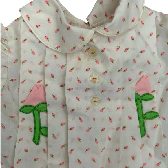 Vintage Baby Girl Tulip Collard Pleated Shirt Size 6-9 Months - Picture 4 of 4